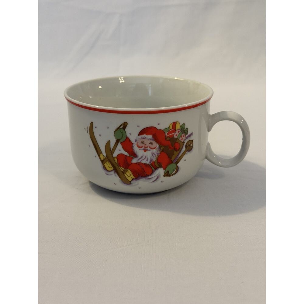 Vintage Czechoslovakia Porcelain Mug Christmas Santa Claus Porcelánka Lubenec